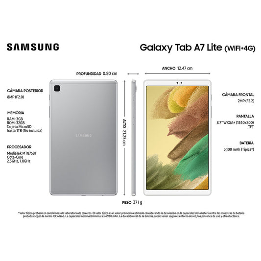 Tablet Samsung Tab A7lite T225 LTE